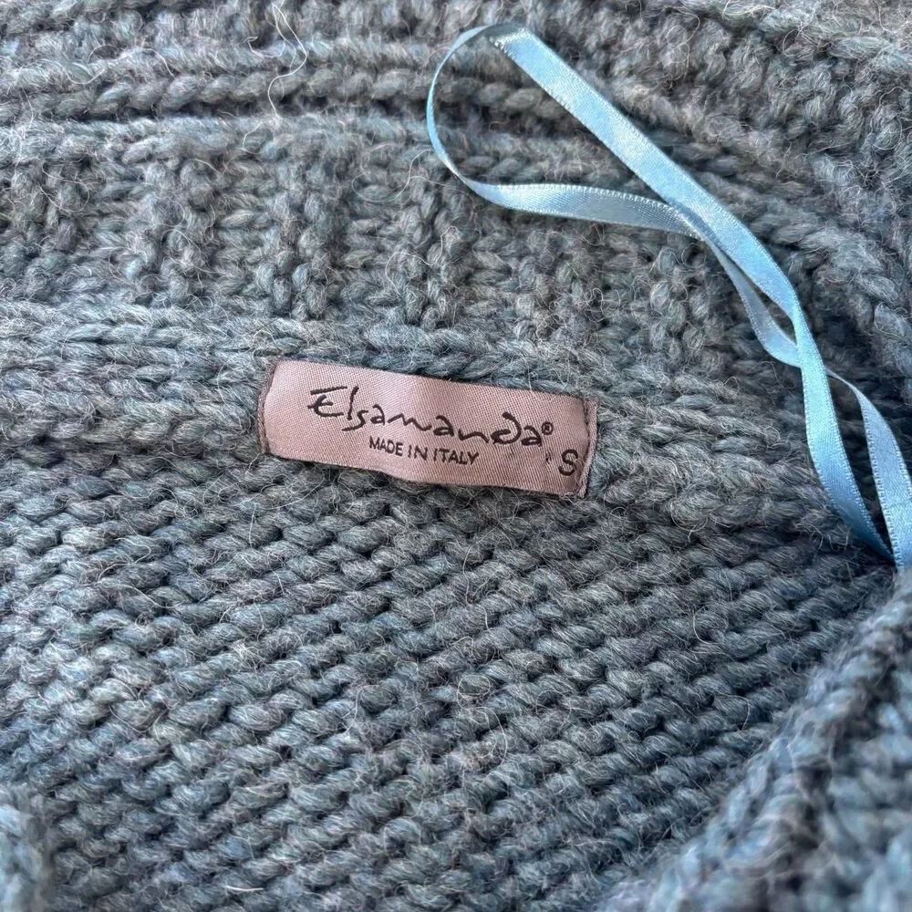 Elsamanda Womens S Alpaca Wool Cardigan Sweater Green Made Italy Anthropologie